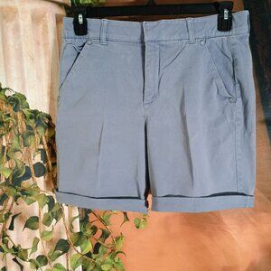 Democracy 10 Blue "Ab"solution Cuffed Bermuda Chino Shorts Stretch Comfort Fit